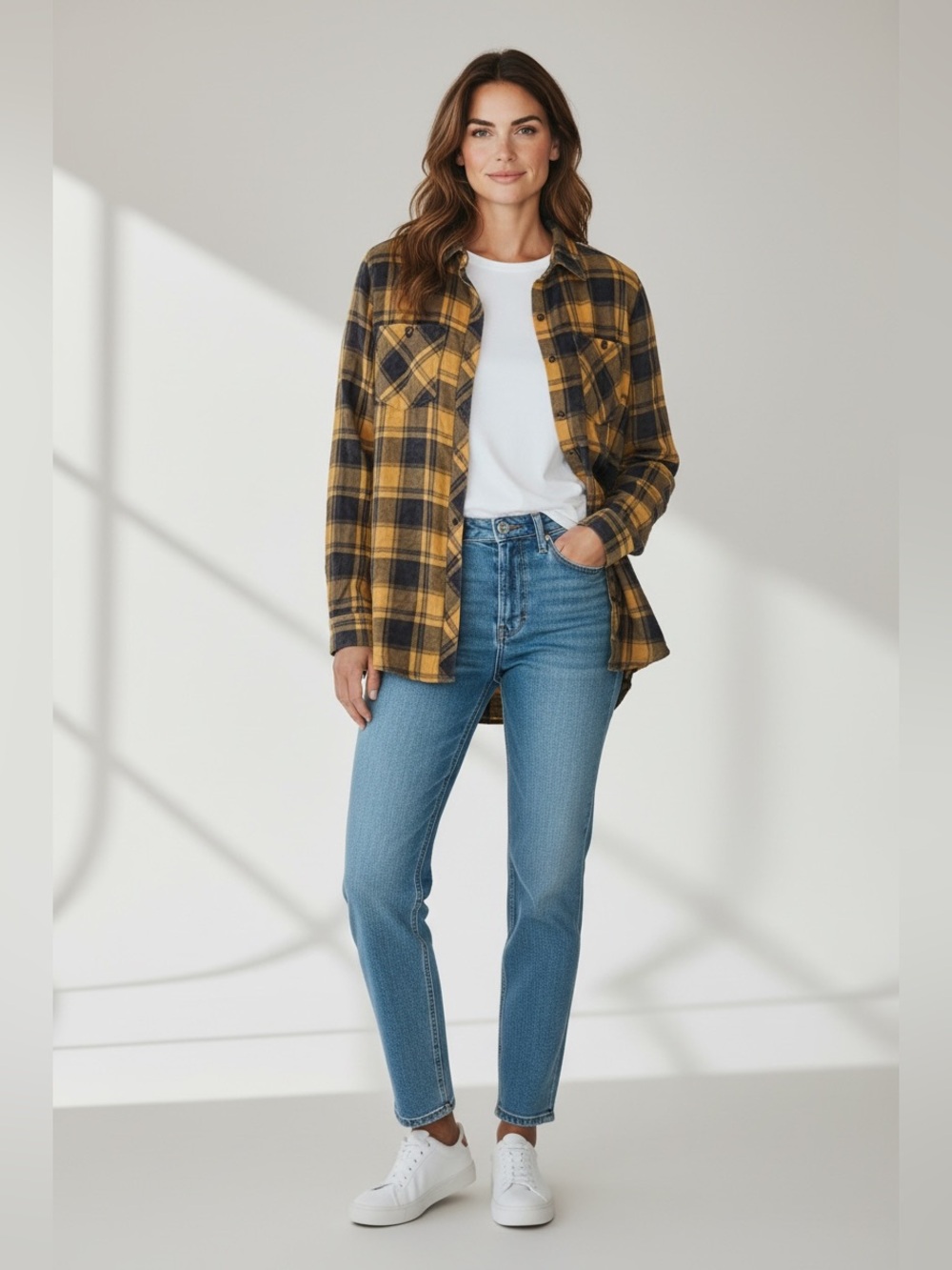 Mystree Yellow and Blue Plaid Button Down Shirt grunge western vintage plaid